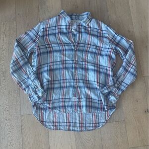FRANK & EILEEN Eileen L/S Button Down - XS Light Blue Plaid $248